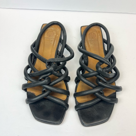 COCLICO Black Strappy Sandals US 8 Euro 39 Leather Made In Spain. - Picture 1 of 12